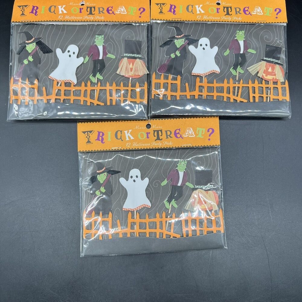 Halloween Cupcake Cake Toppers Trick or Treat 36 (3 pkgs of 12) Meri Meri